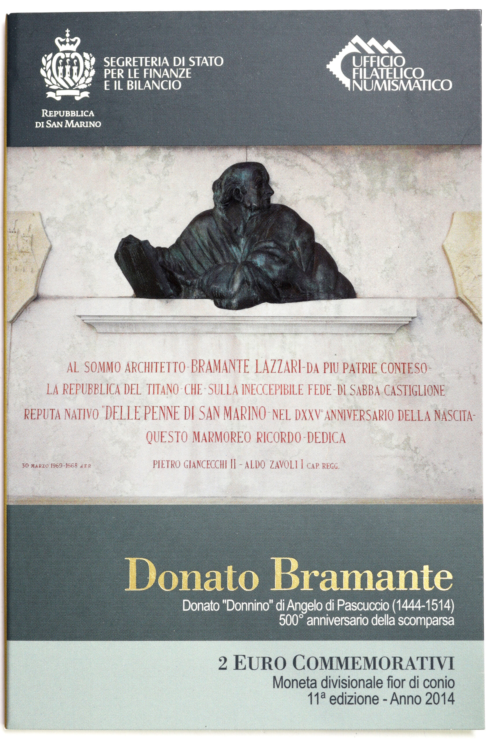 foto 2014 San Marino - 2 Euro 500° anniversario morte Donato Bramante
