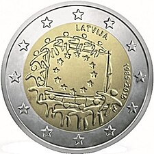 foto 2015 Lettonia - 2 Euro 30 anni della bandiera dell’UE