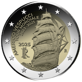 foto 2025 Italia - 2 Euro Giro del mondo della nave Amerigo Vespucci