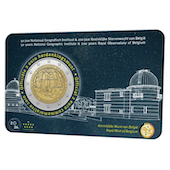 foto Belgio 2026 - 2 Euro 50º anniversario dell'Istituto geografico nazionale e 200º anniversario dell'Osservatorio Reale del Belgio (coincard lato olandese)